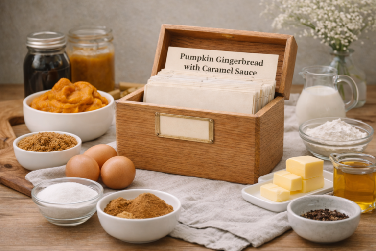 Pumpkin Gingerbread with Caramel Sauce