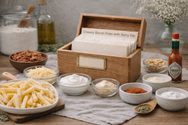 Cheesy Bacon Fries with Spicy Dip