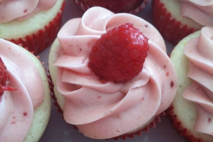 Lemon Cupcakes with Raspberry Cream Cheese Frosting